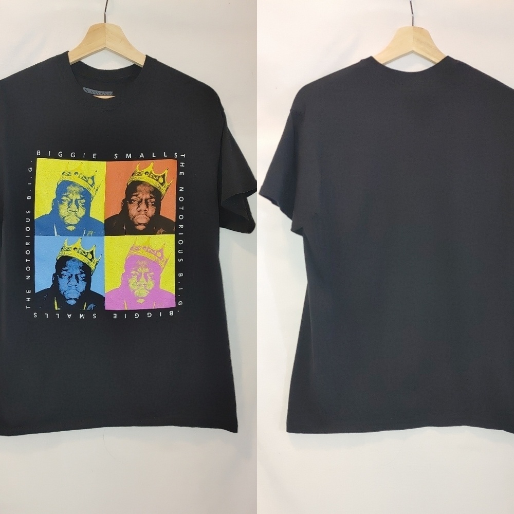 Biggie Smalls Notorious BIG Graphic Rap Band Tee Black Yellow Pink Blue Medium M